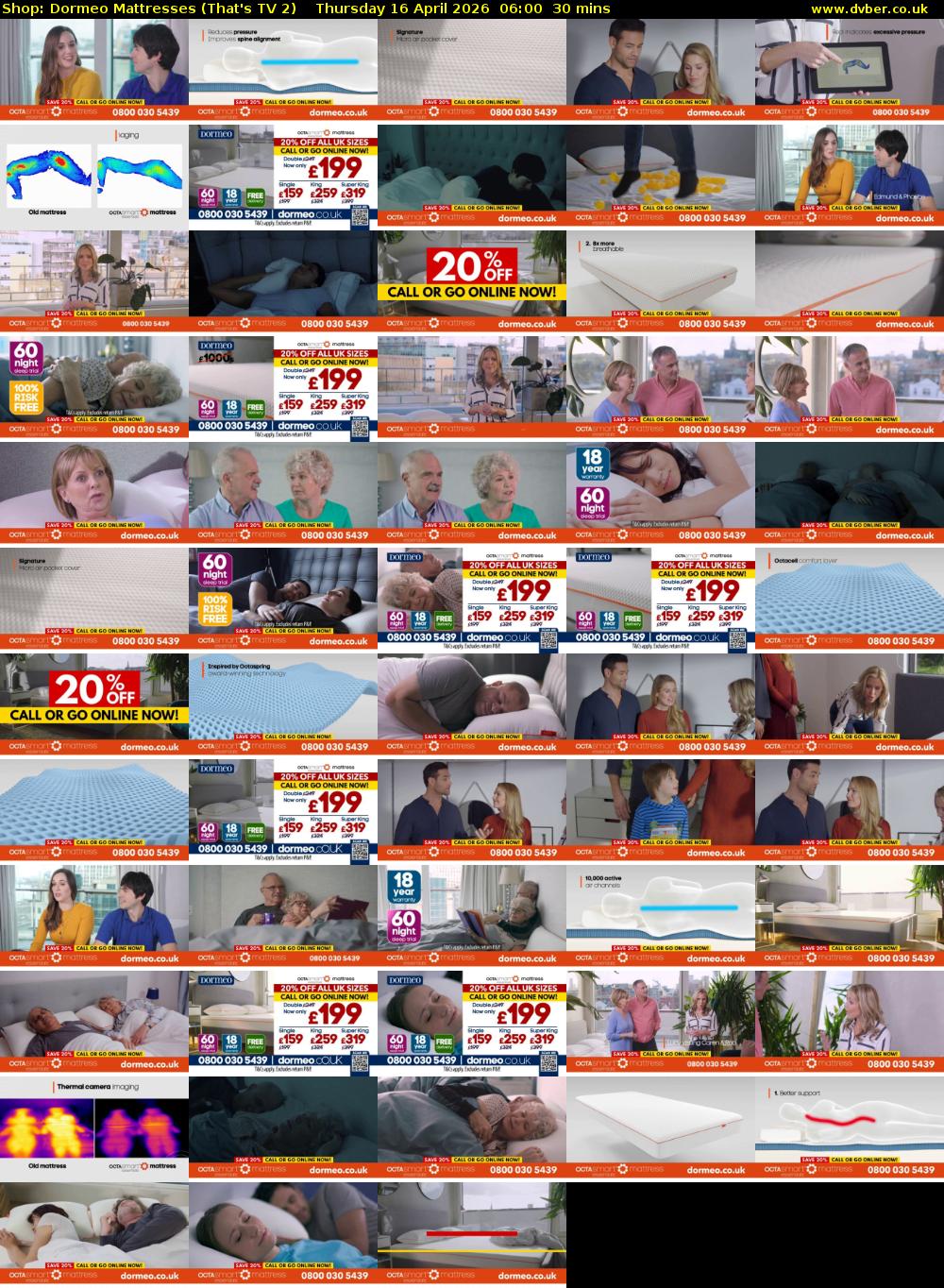 Shop: Dormeo Mattresses (That's TV 2) Thursday 16 April 2026 06:00 - 06:30