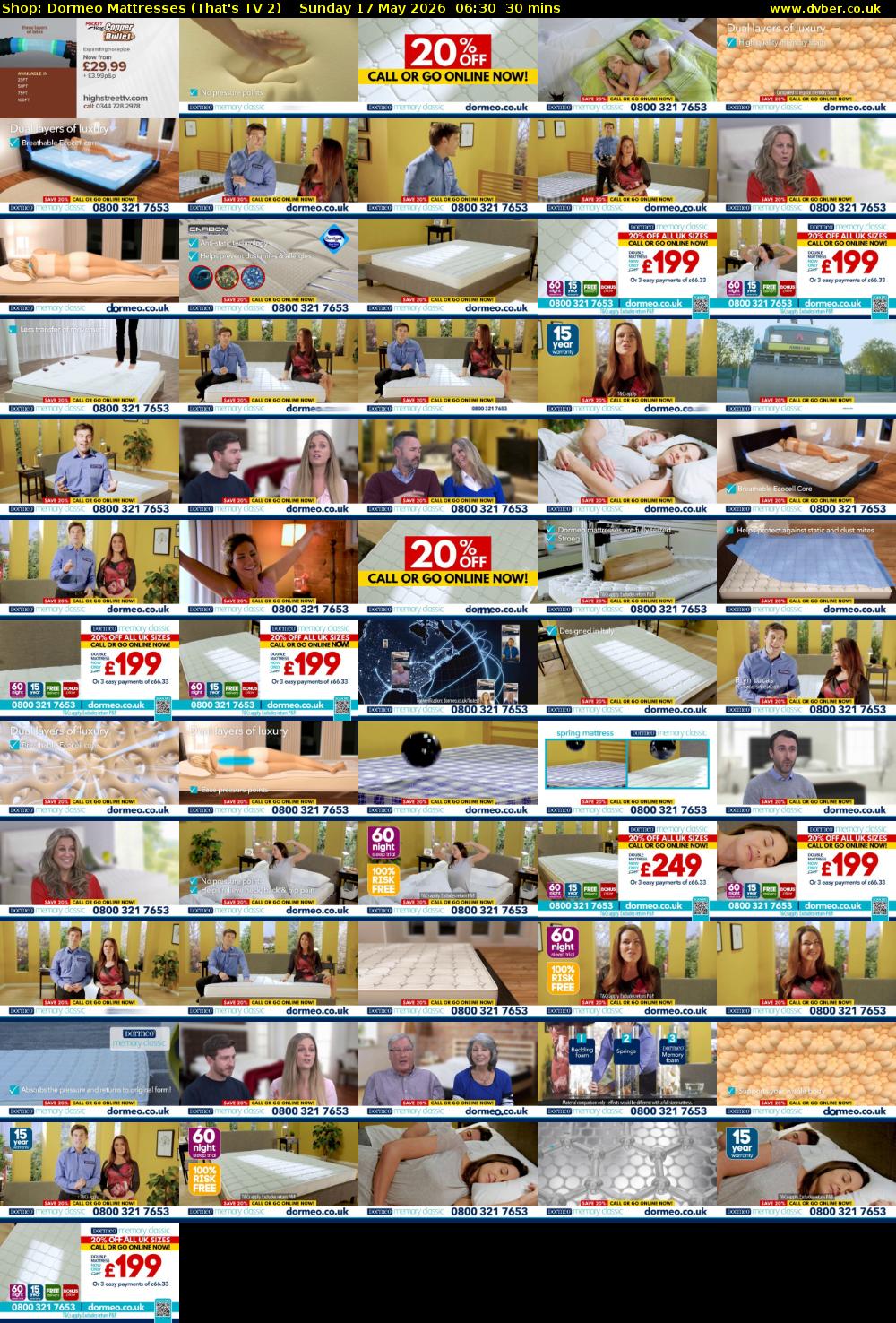 Shop: Dormeo Mattresses (That's TV 2) Sunday 17 May 2026 06:30 - 07:00