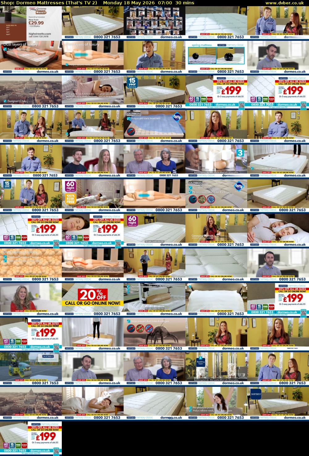 Shop: Dormeo Mattresses (That's TV 2) Monday 18 May 2026 07:00 - 07:30