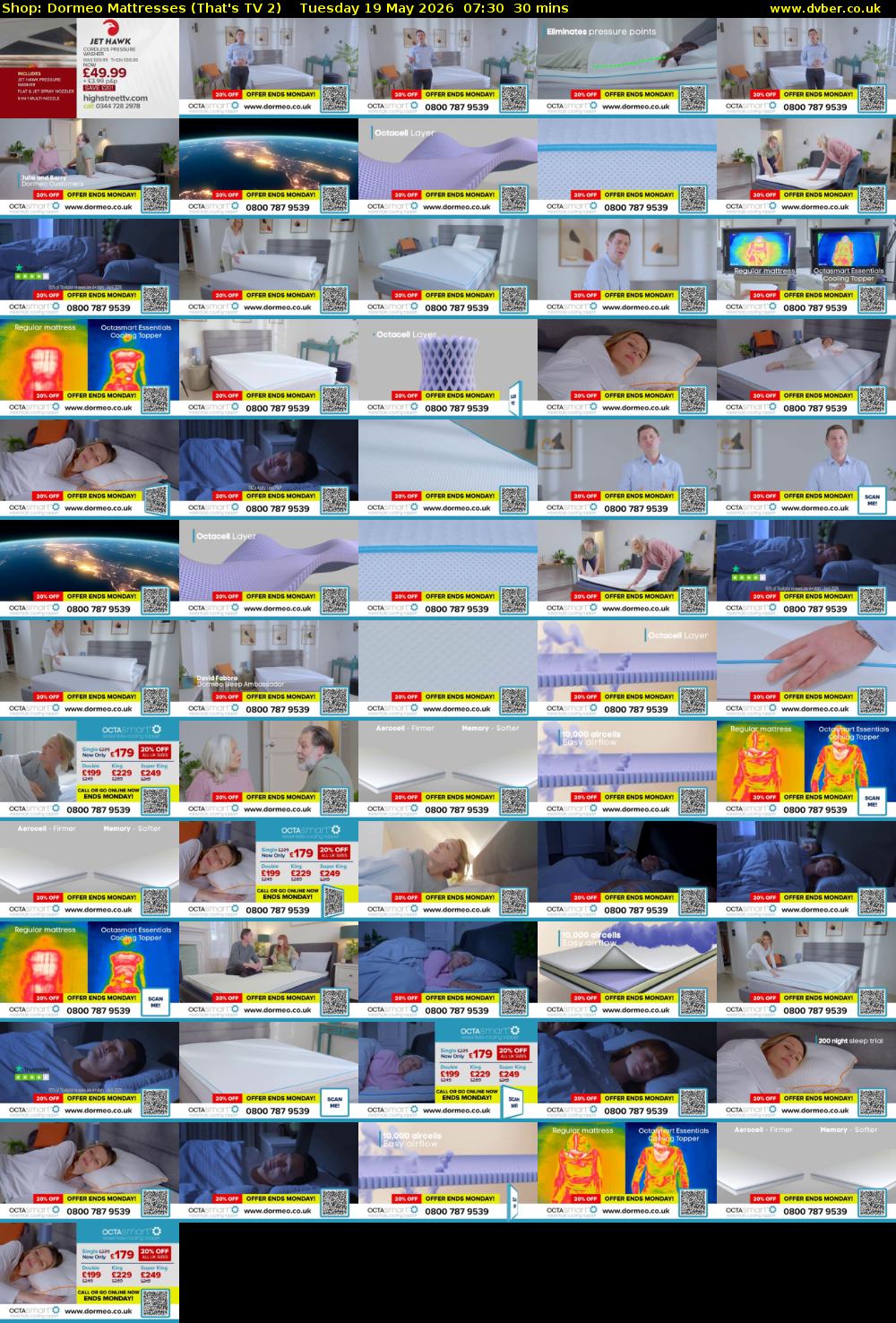 Shop: Dormeo Mattresses (That's TV 2) Tuesday 19 May 2026 07:30 - 08:00