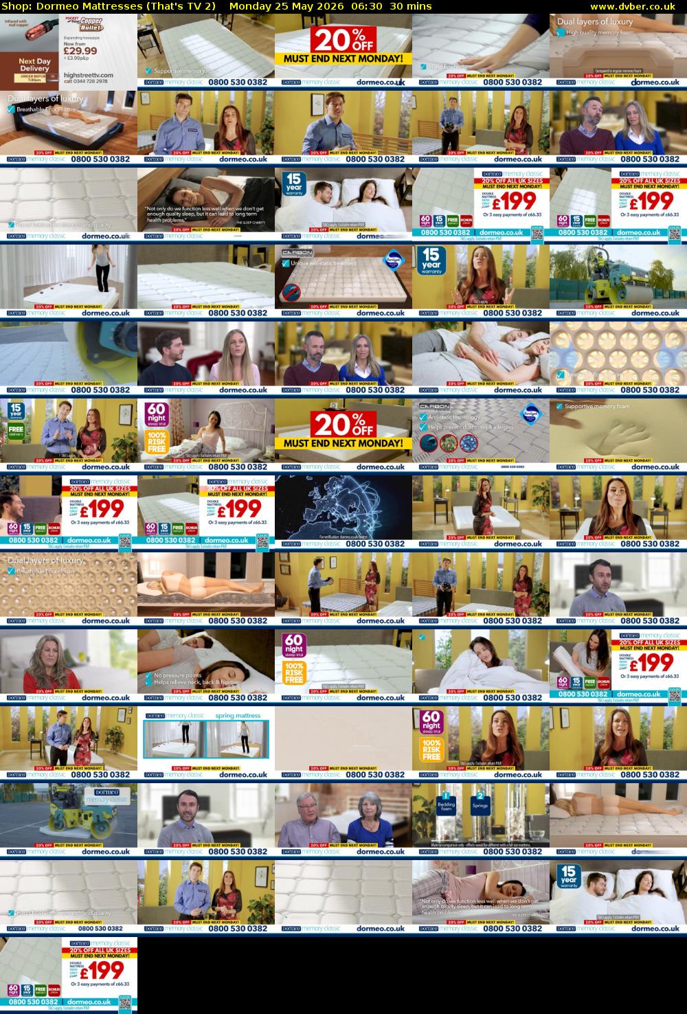 Shop: Dormeo Mattresses (That's TV 2) Monday 25 May 2026 06:30 - 07:00