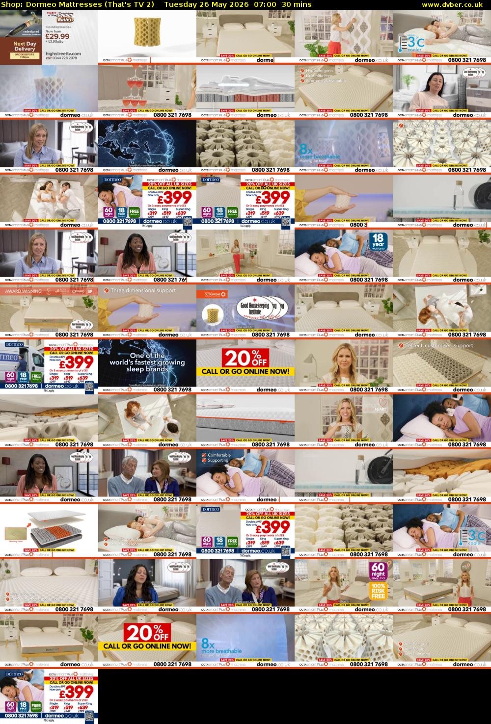 Shop: Dormeo Mattresses (That's TV 2) Tuesday 26 May 2026 07:00 - 07:30