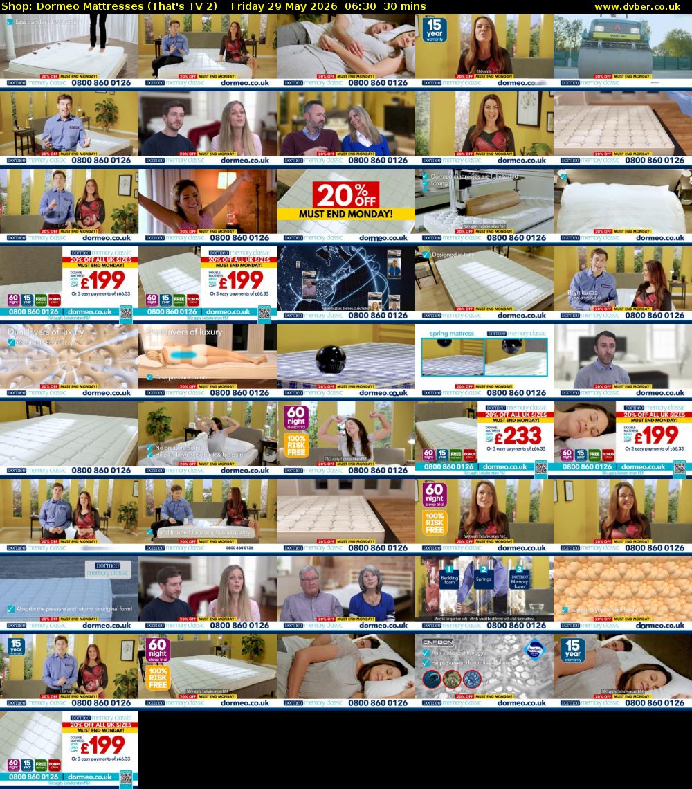 Shop: Dormeo Mattresses (That's TV 2) Friday 29 May 2026 06:30 - 07:00