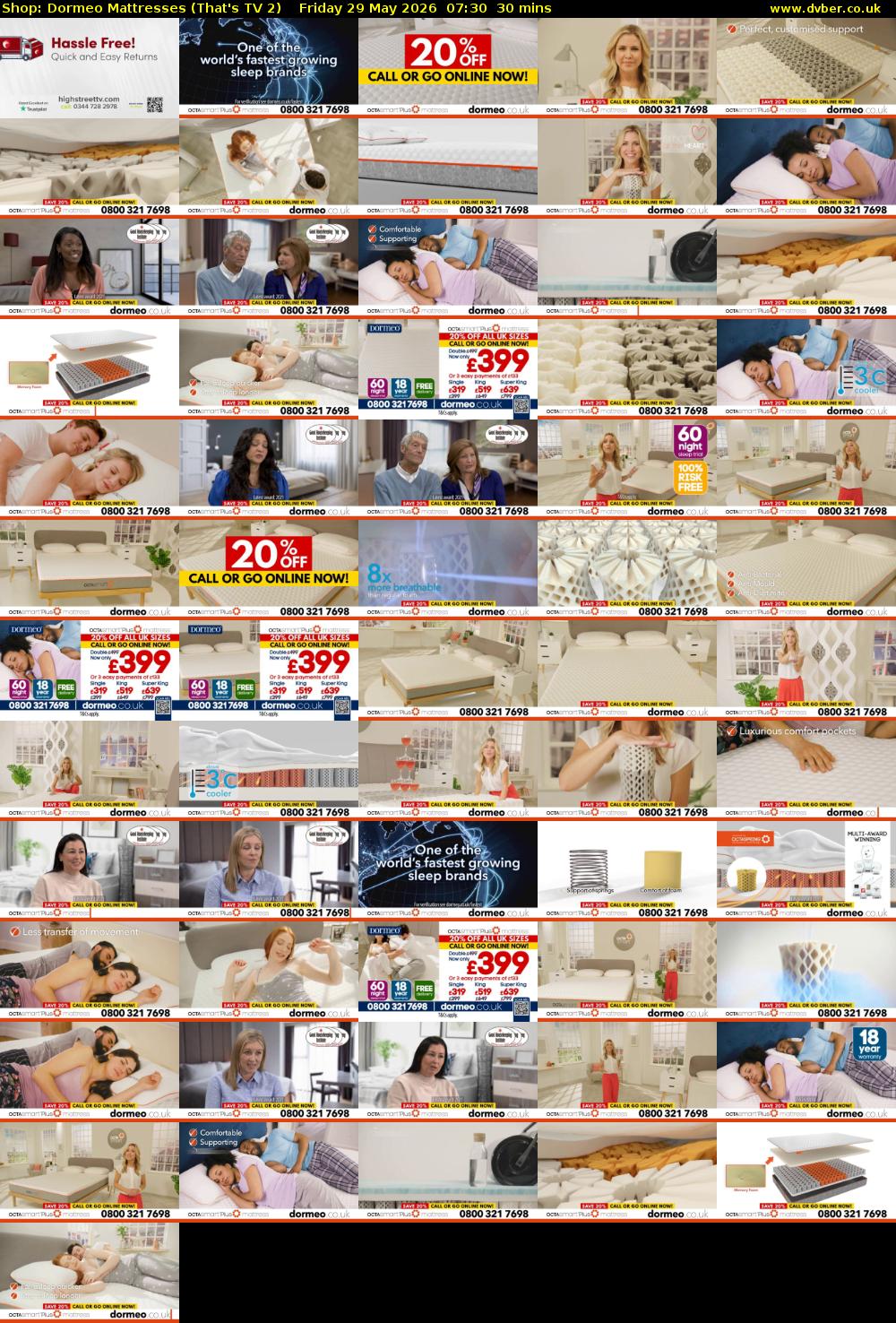 Shop: Dormeo Mattresses (That's TV 2) Friday 29 May 2026 07:30 - 08:00