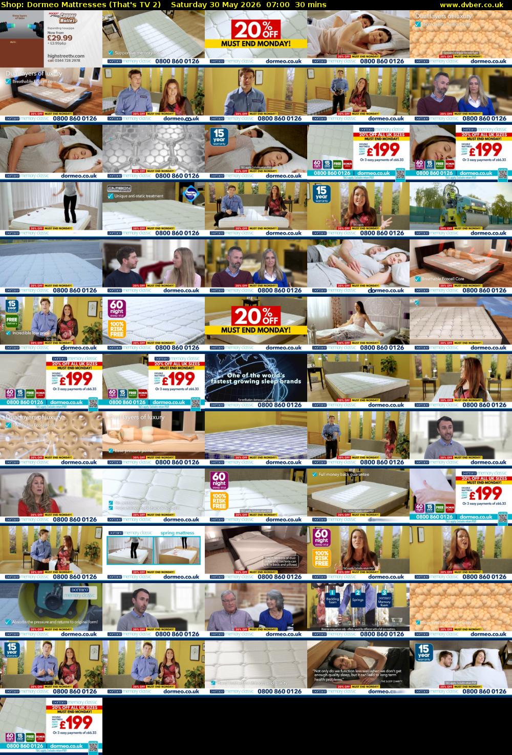 Shop: Dormeo Mattresses (That's TV 2) Saturday 30 May 2026 07:00 - 07:30