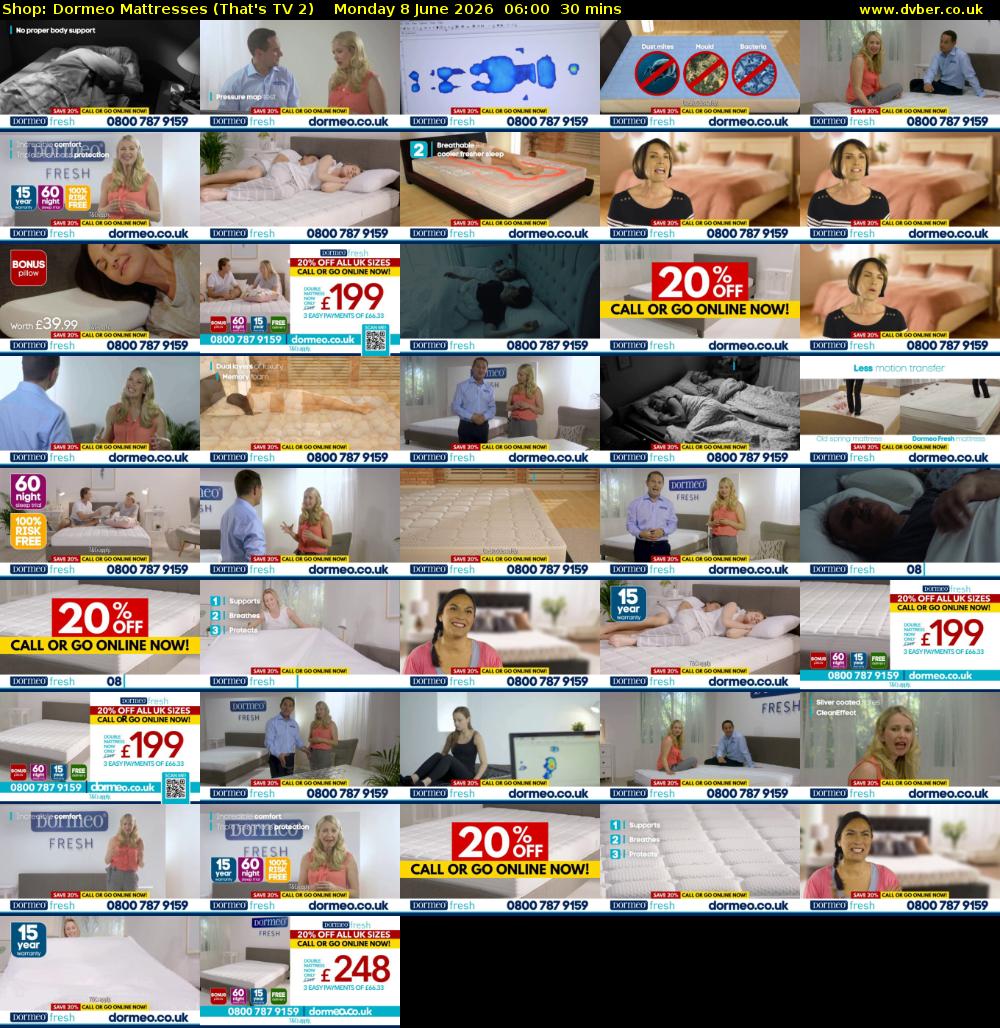 Shop: Dormeo Mattresses (That's TV 2) Monday 8 June 2026 06:00 - 06:30