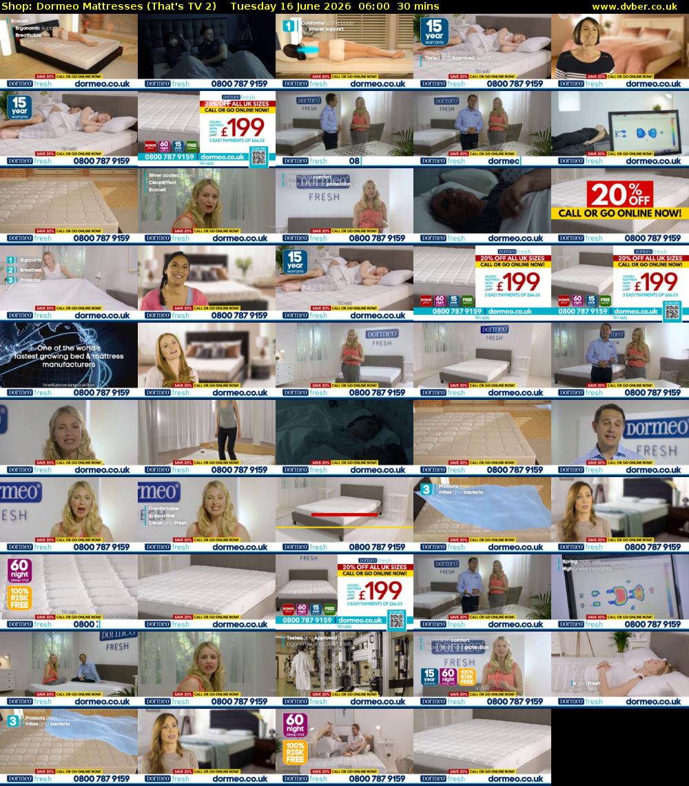Shop: Dormeo Mattresses (That's TV 2) Tuesday 16 June 2026 06:00 - 06:30