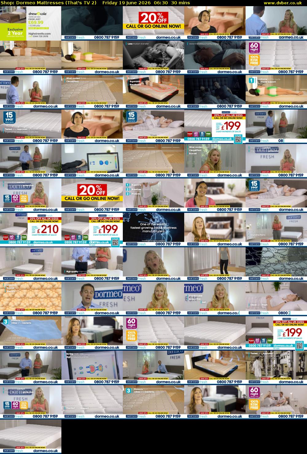 Shop: Dormeo Mattresses (That's TV 2) Friday 19 June 2026 06:30 - 07:00