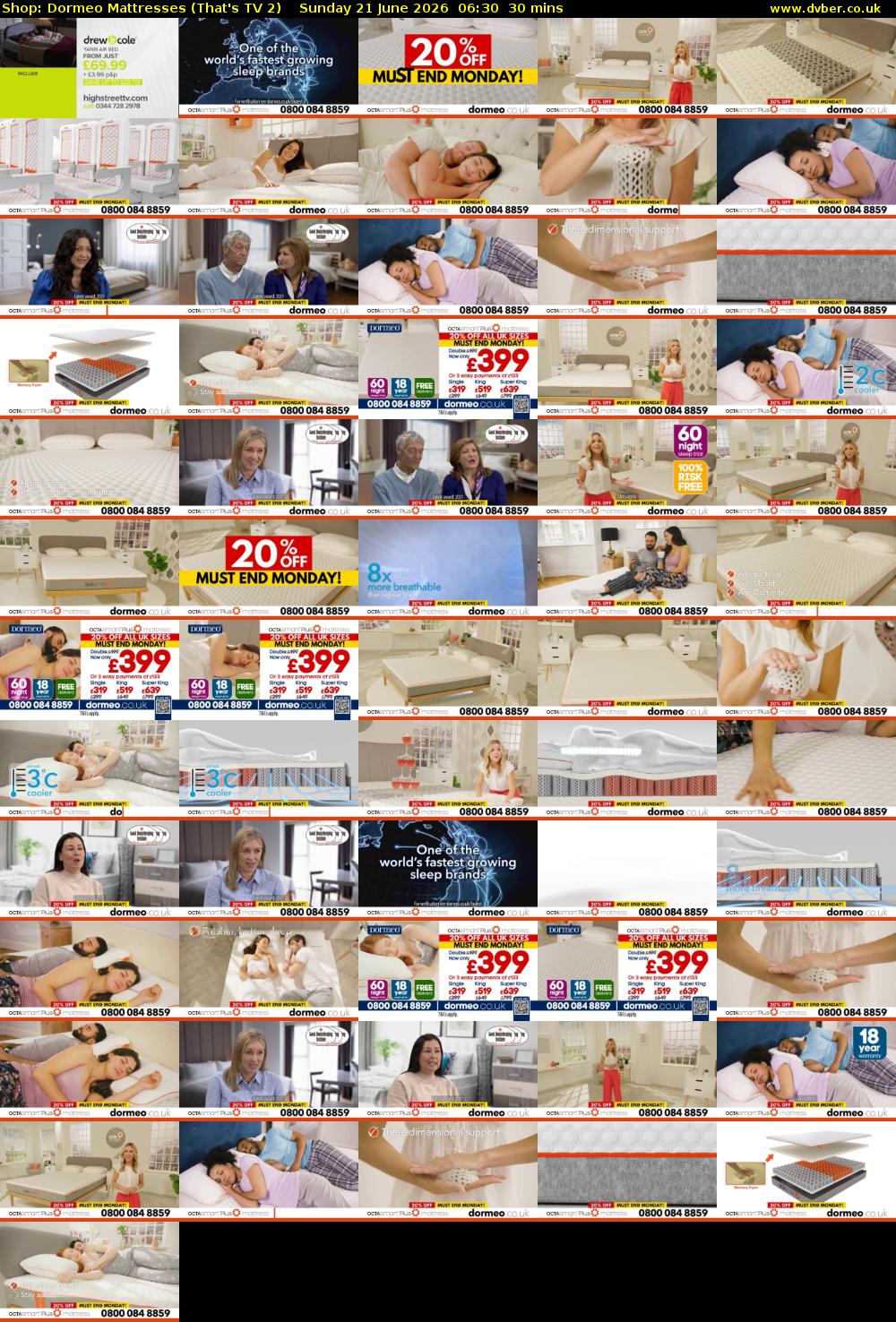 Shop: Dormeo Mattresses (That's TV 2) Sunday 21 June 2026 06:30 - 07:00