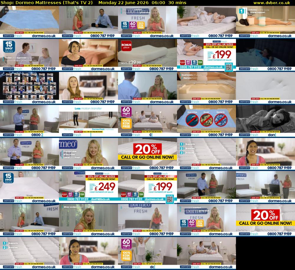 Shop: Dormeo Mattresses (That's TV 2) Monday 22 June 2026 06:00 - 06:30