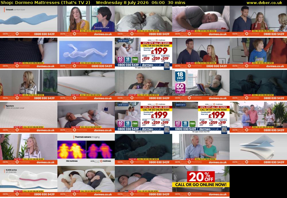 Shop: Dormeo Mattresses (That's TV 2) Wednesday 8 July 2026 06:00 - 06:30