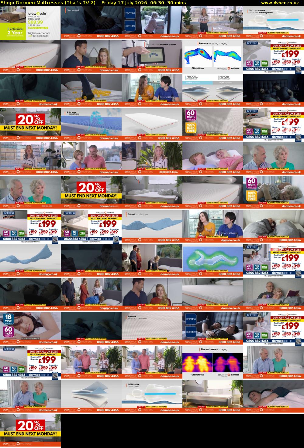 Shop: Dormeo Mattresses (That's TV 2) Friday 17 July 2026 06:30 - 07:00