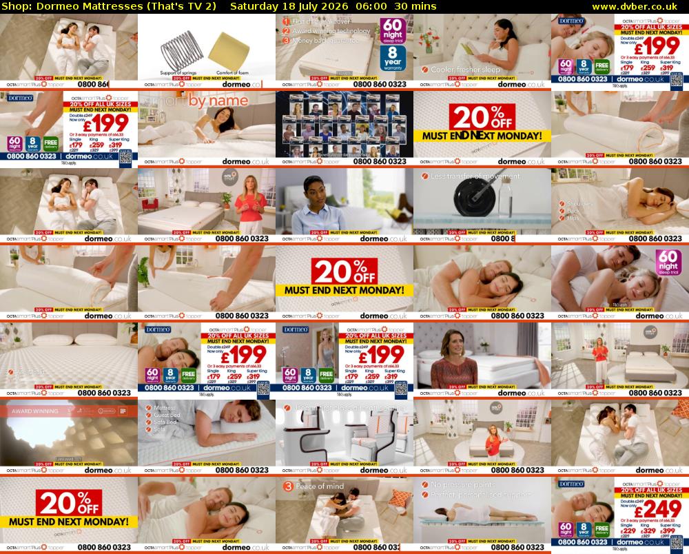 Shop: Dormeo Mattresses (That's TV 2) Saturday 18 July 2026 06:00 - 06:30