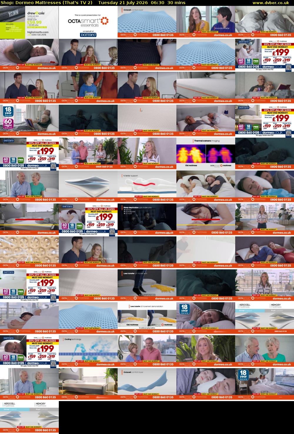 Shop: Dormeo Mattresses (That's TV 2) Tuesday 21 July 2026 06:30 - 07:00
