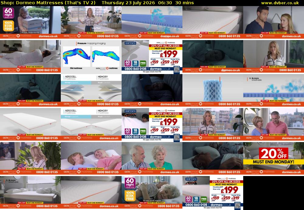 Shop: Dormeo Mattresses (That's TV 2) Thursday 23 July 2026 06:30 - 07:00