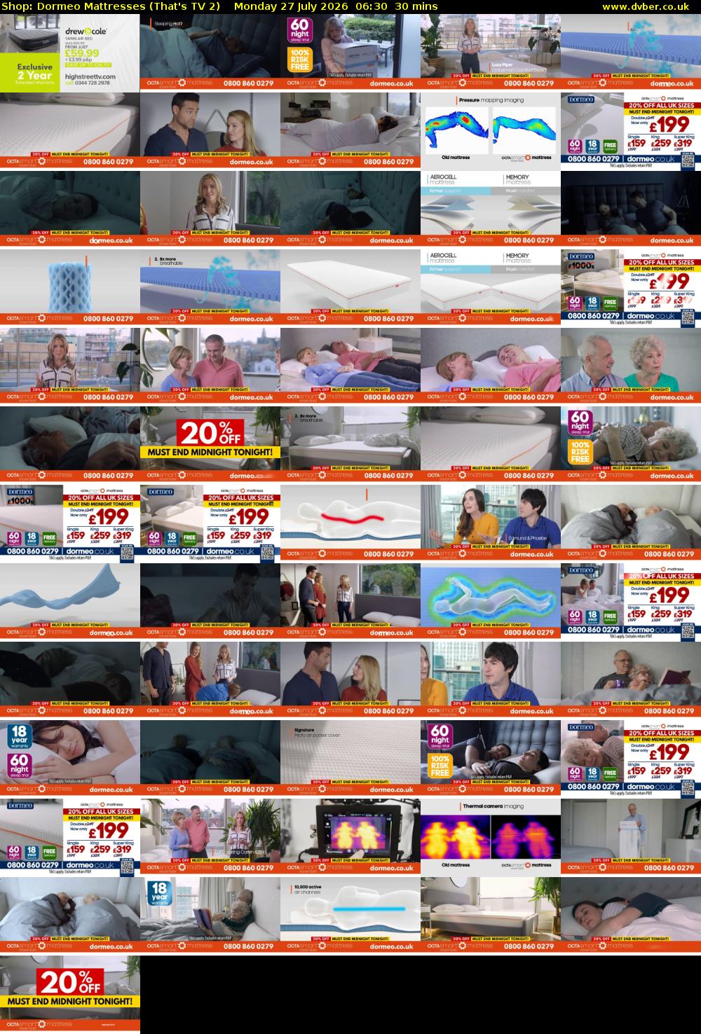 Shop: Dormeo Mattresses (That's TV 2) Monday 27 July 2026 06:30 - 07:00
