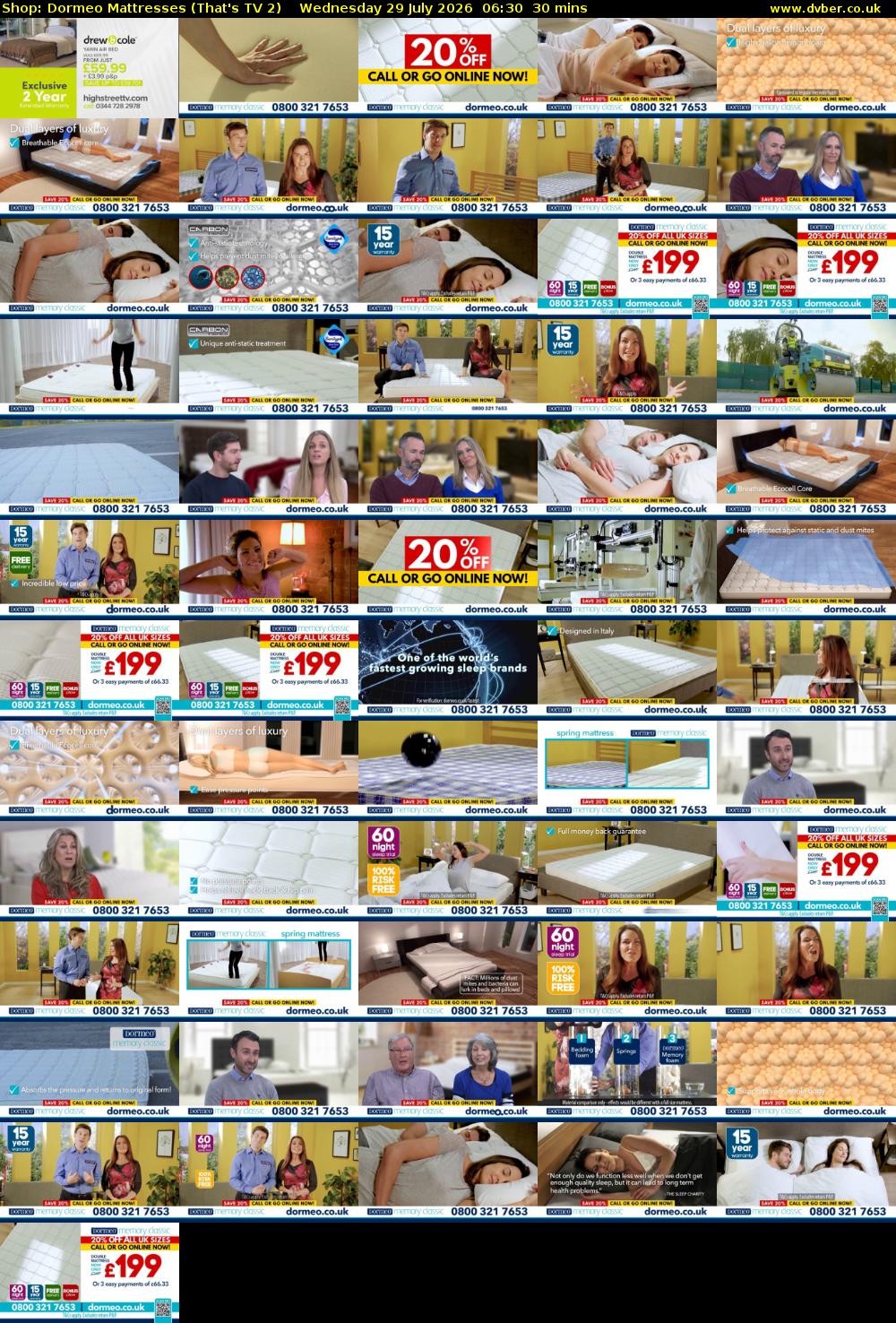 Shop: Dormeo Mattresses (That's TV 2) Wednesday 29 July 2026 06:30 - 07:00