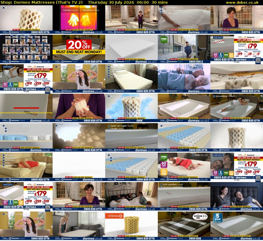 Shop: Dormeo Mattresses (That's TV 2) Thursday 30 July 2026 06:00 - 06:30