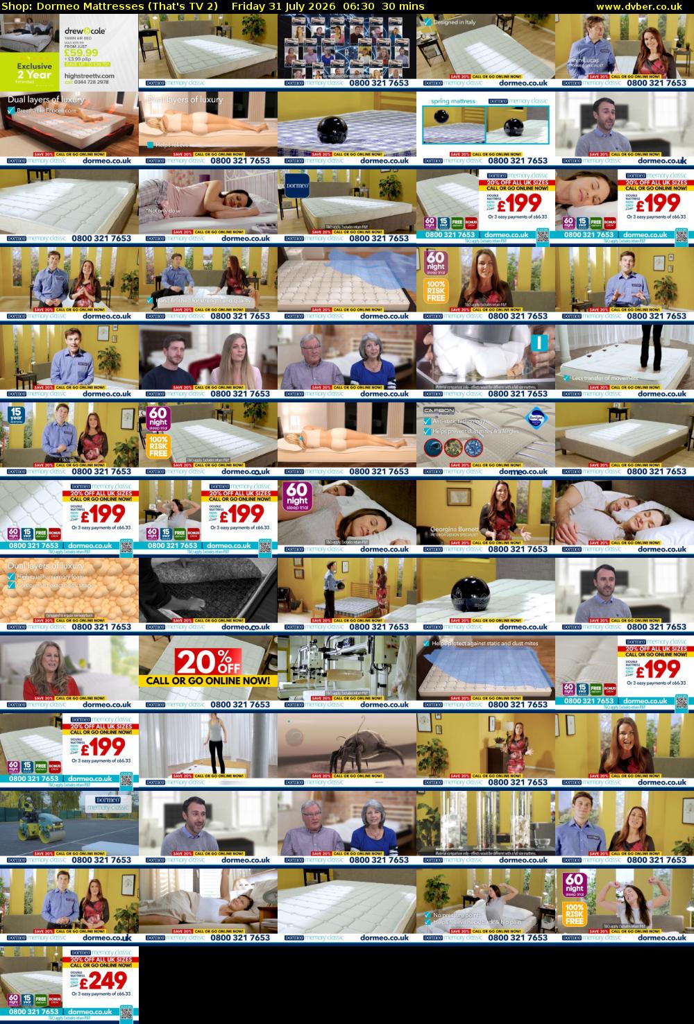 Shop: Dormeo Mattresses (That's TV 2) Friday 31 July 2026 06:30 - 07:00