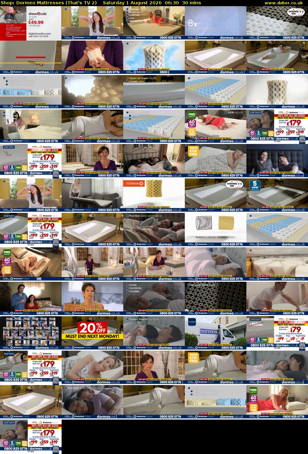 Shop: Dormeo Mattresses (That's TV 2) Saturday 1 August 2026 06:30 - 07:00
