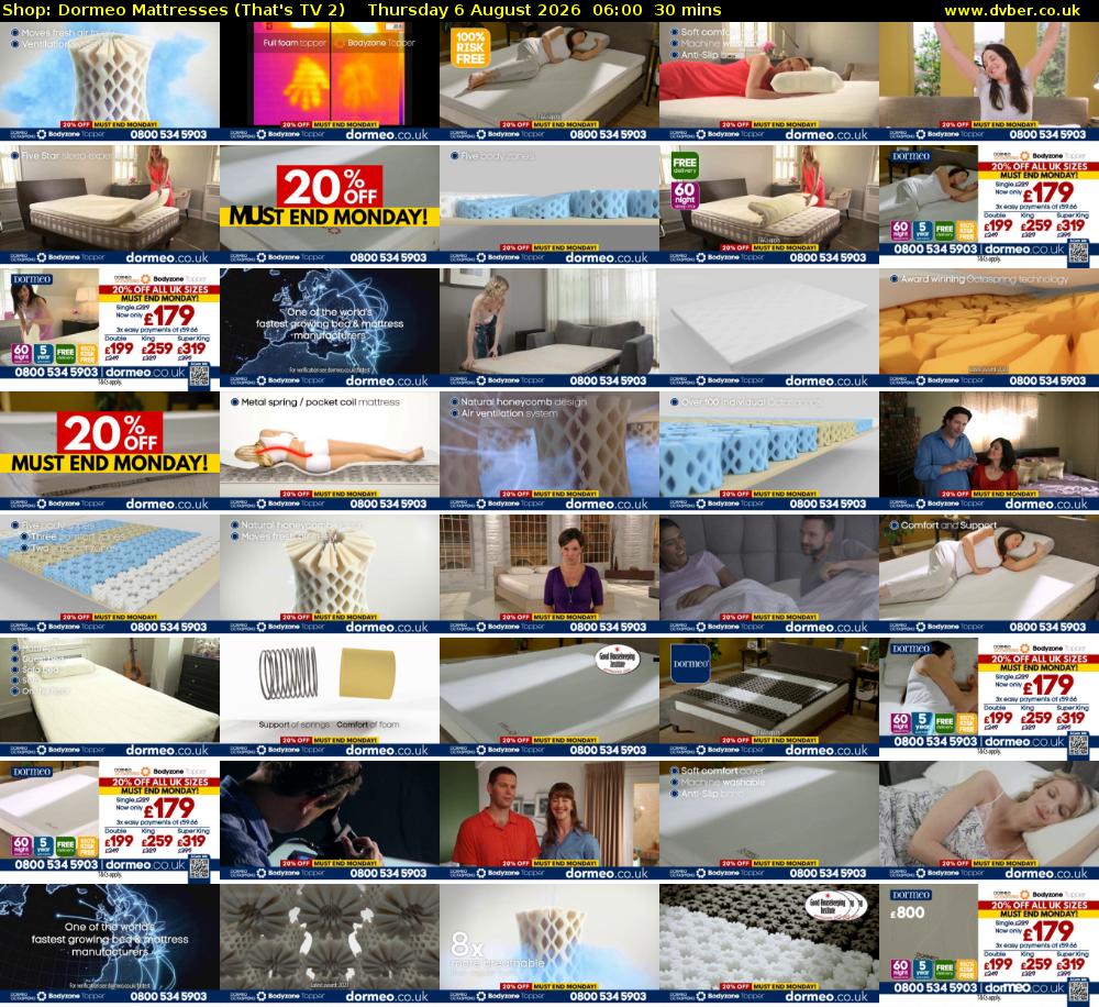 Shop: Dormeo Mattresses (That's TV 2) Thursday 6 August 2026 06:00 - 06:30