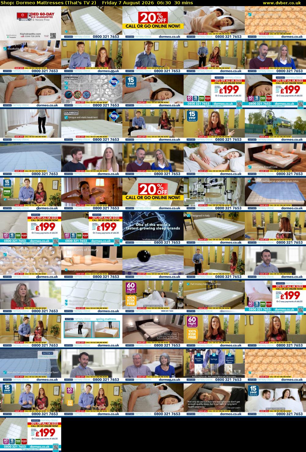 Shop: Dormeo Mattresses (That's TV 2) Friday 7 August 2026 06:30 - 07:00
