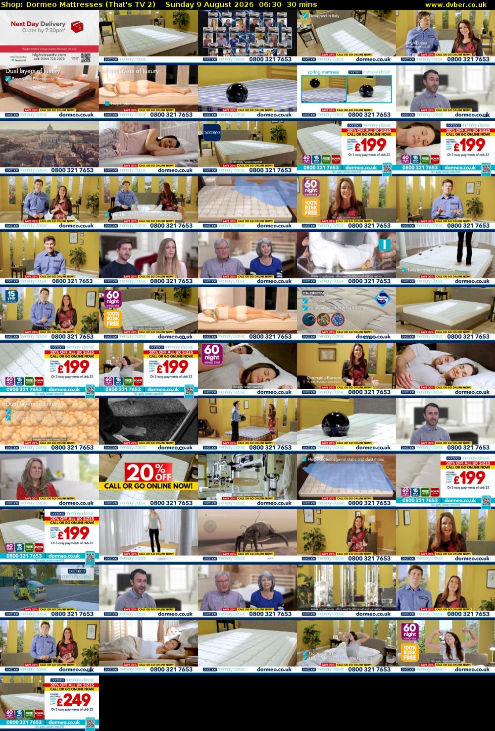 Shop: Dormeo Mattresses (That's TV 2) Sunday 9 August 2026 06:30 - 07:00
