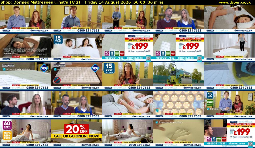 Shop: Dormeo Mattresses (That's TV 2) Friday 14 August 2026 06:00 - 06:30