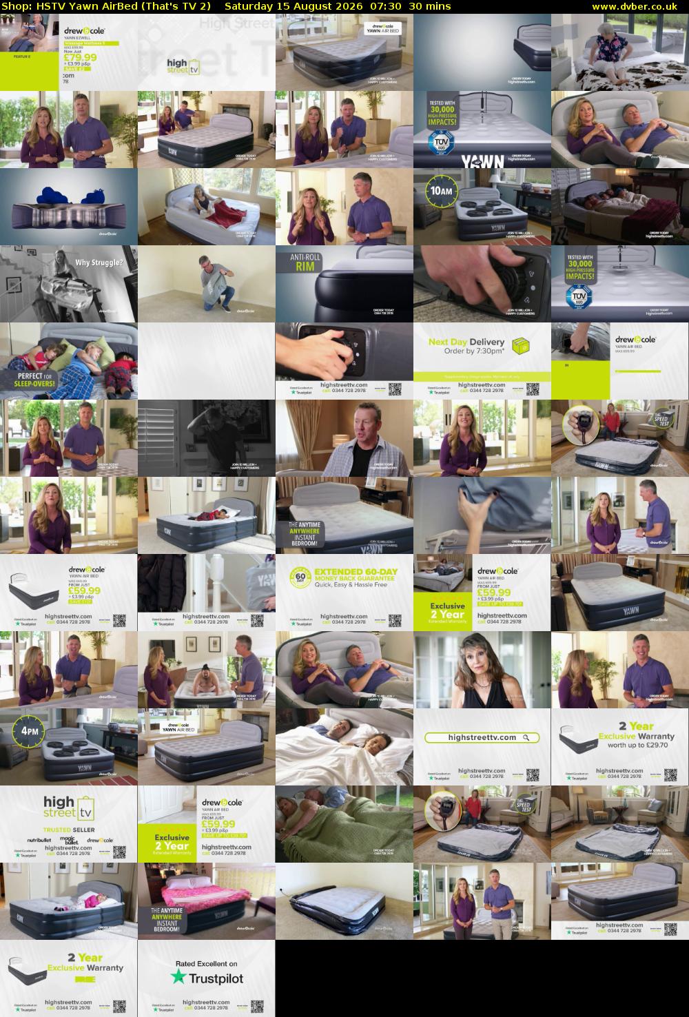 Shop: HSTV Yawn AirBed (That's TV 2) Saturday 15 August 2026 07:30 - 08:00
