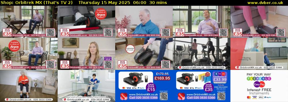 Shop: Orbitrek MX (That's TV 2) Thursday 15 May 2025 06:00 - 06:30