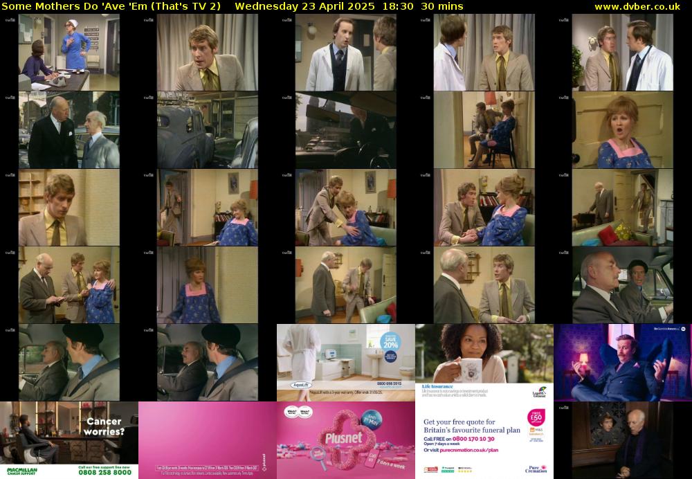 Some Mothers Do 'Ave 'Em (That's TV 2) Wednesday 23 April 2025 18:30 - 19:00