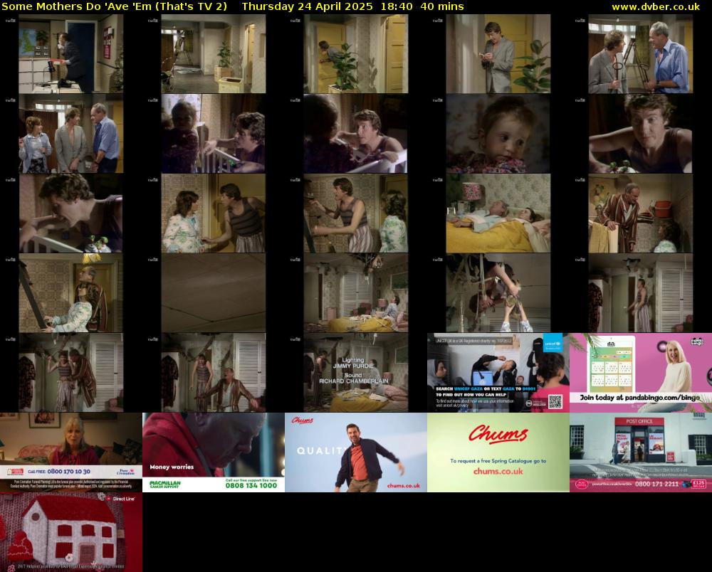 Some Mothers Do 'Ave 'Em (That's TV 2) Thursday 24 April 2025 18:40 - 19:20