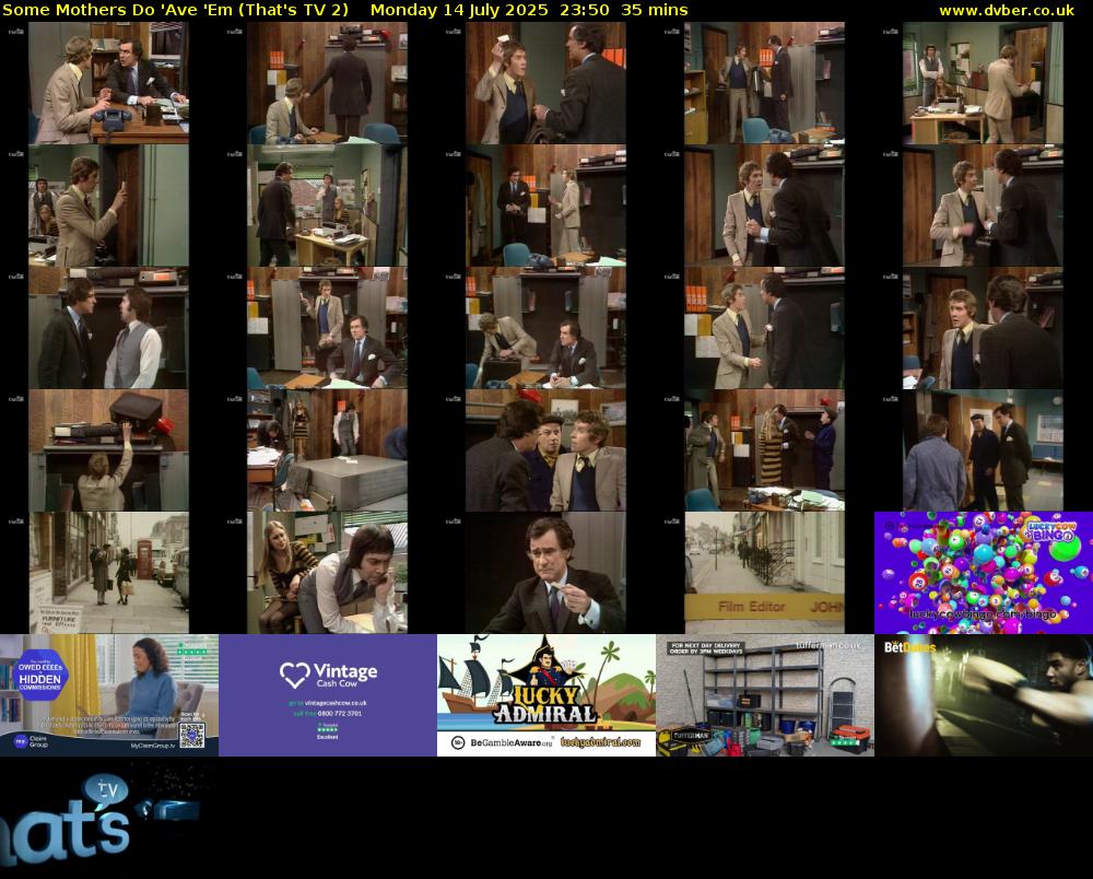 Some Mothers Do 'Ave 'Em (That's TV 2) Monday 14 July 2025 23:50 - 00:25