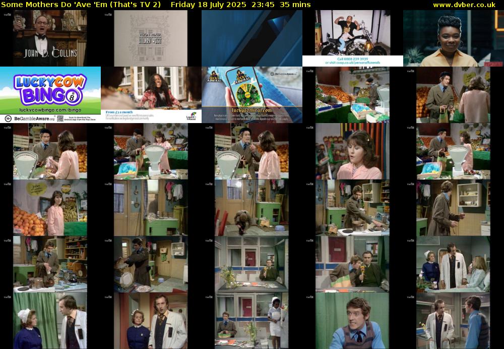 Some Mothers Do 'Ave 'Em (That's TV 2) Friday 18 July 2025 23:45 - 00:20