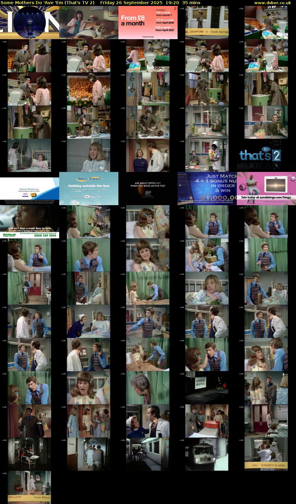 Some Mothers Do 'Ave 'Em (That's TV 2) Friday 26 September 2025 19:20 - 19:55
