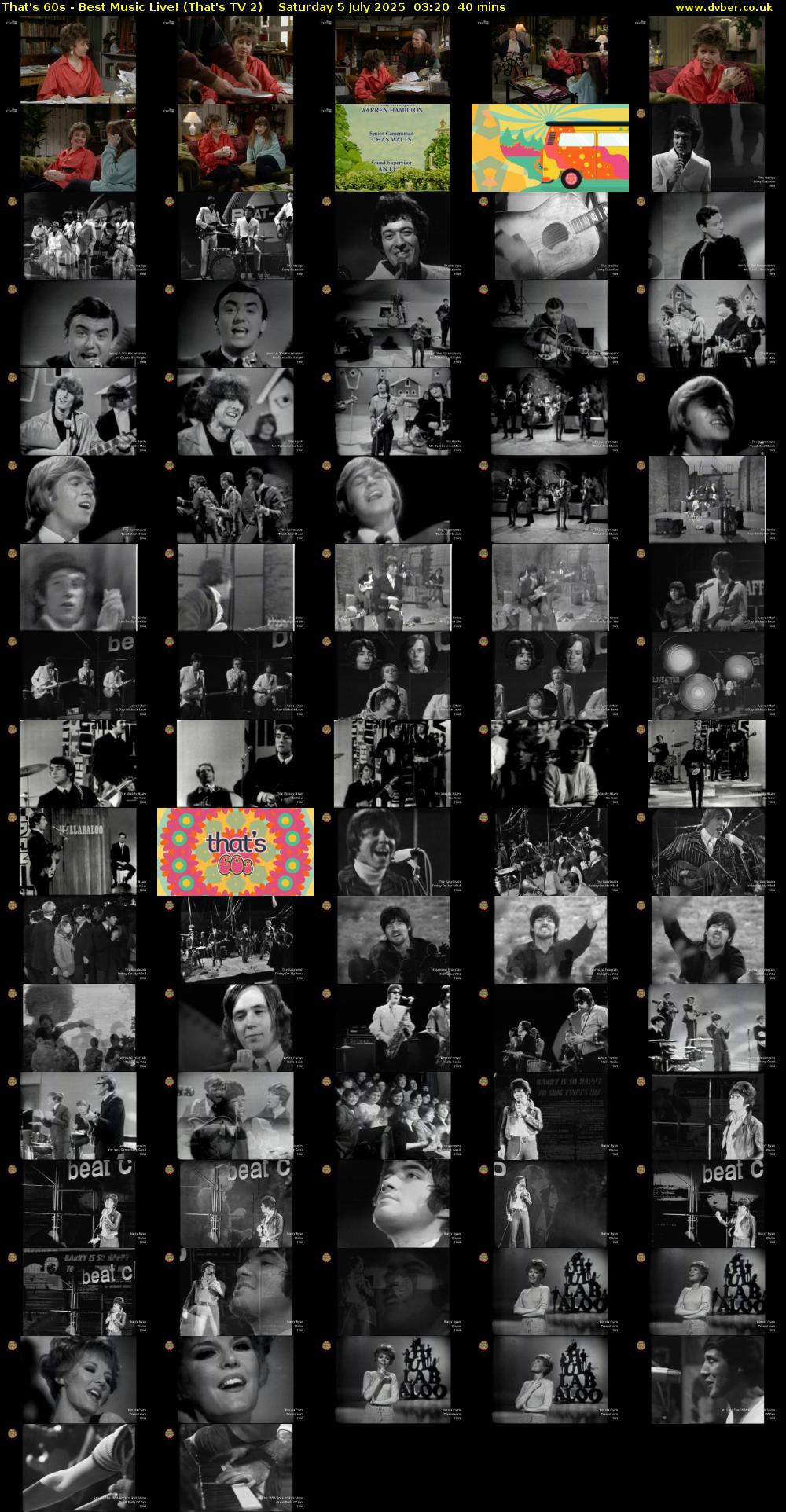 That's 60s - Best Music Live! (That's TV 2) Saturday 5 July 2025 03:20 - 04:00