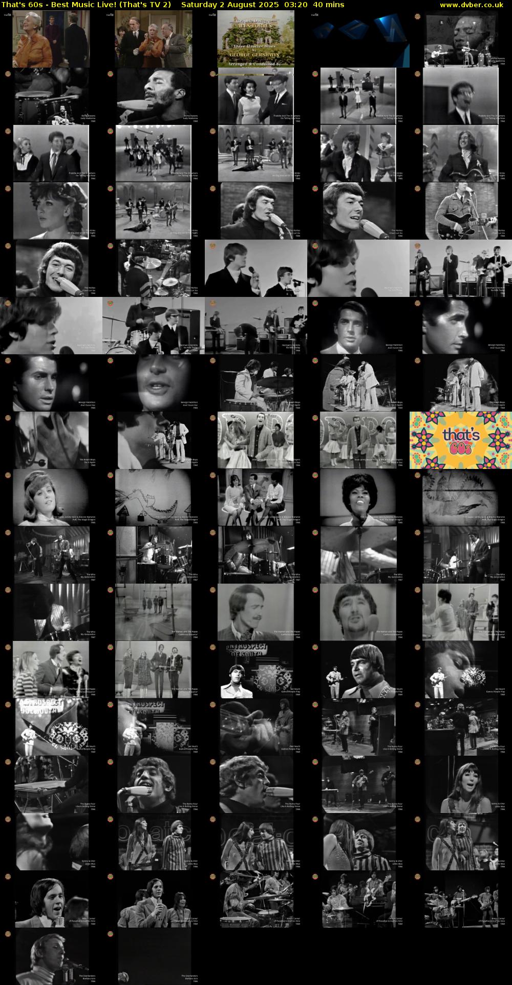 That's 60s - Best Music Live! (That's TV 2) Saturday 2 August 2025 03:20 - 04:00