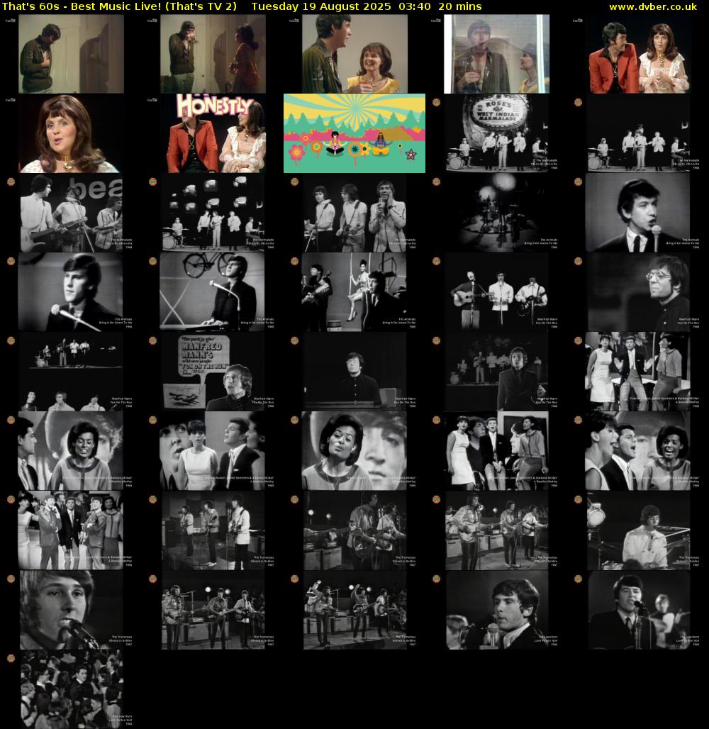 That's 60s - Best Music Live! (That's TV 2) Tuesday 19 August 2025 03:40 - 04:00