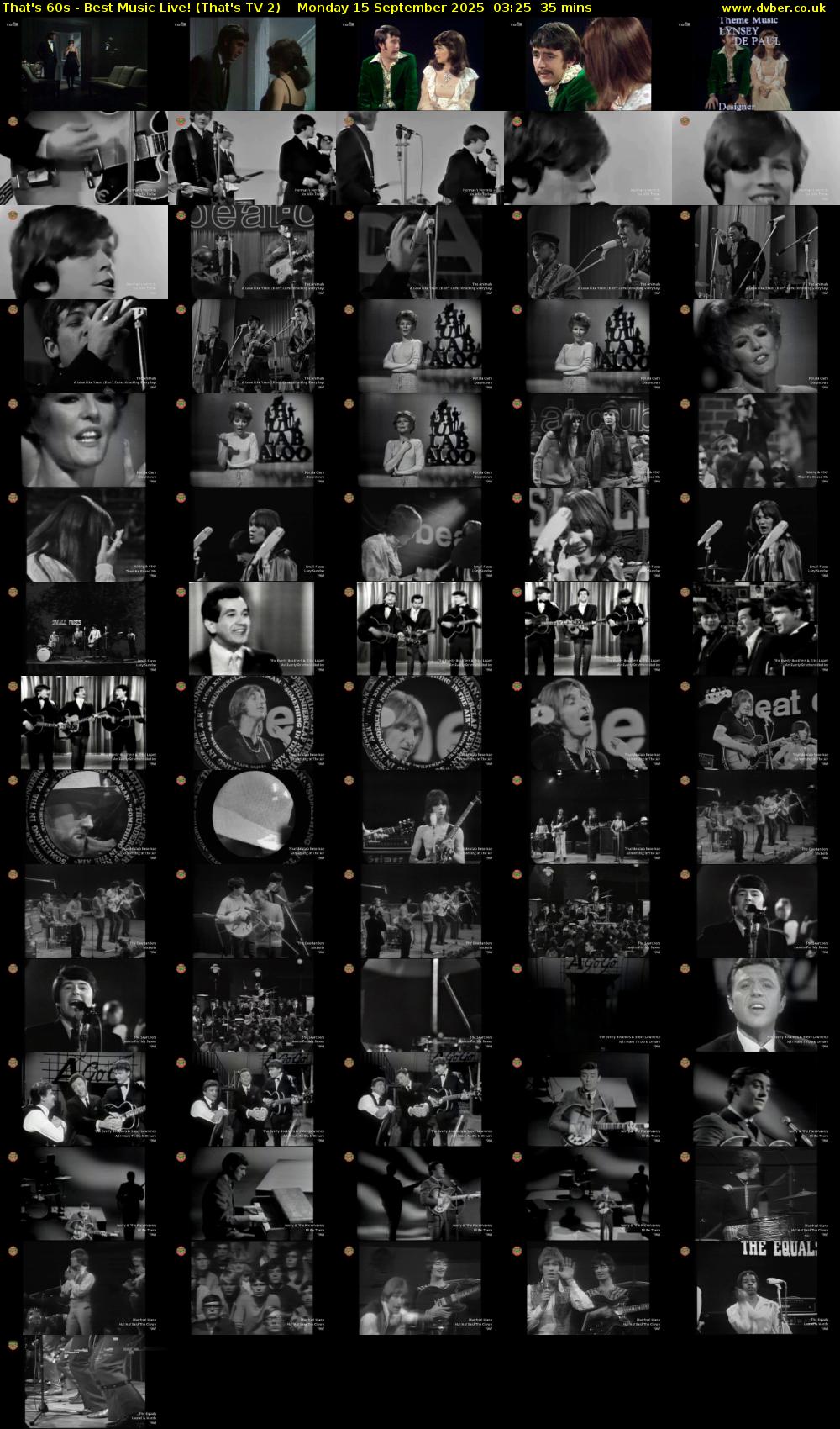 That's 60s - Best Music Live! (That's TV 2) Monday 15 September 2025 03:25 - 04:00