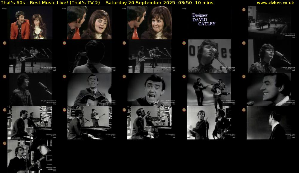 That's 60s - Best Music Live! (That's TV 2) Saturday 20 September 2025 03:50 - 04:00
