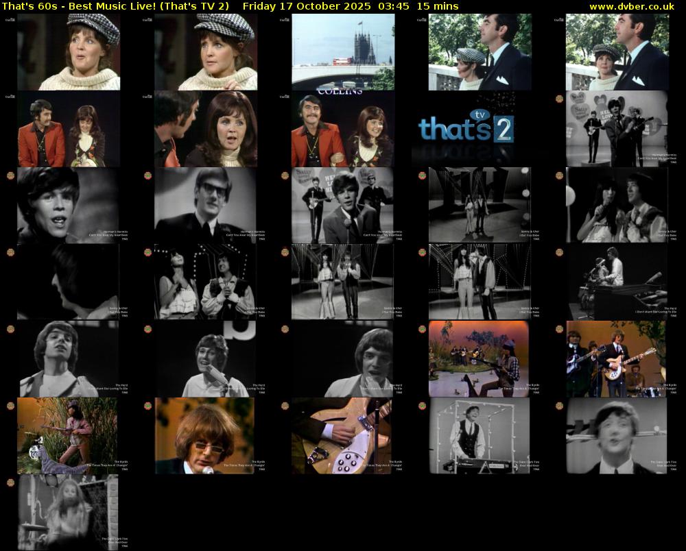 That's 60s - Best Music Live! (That's TV 2) Friday 17 October 2025 03:45 - 04:00