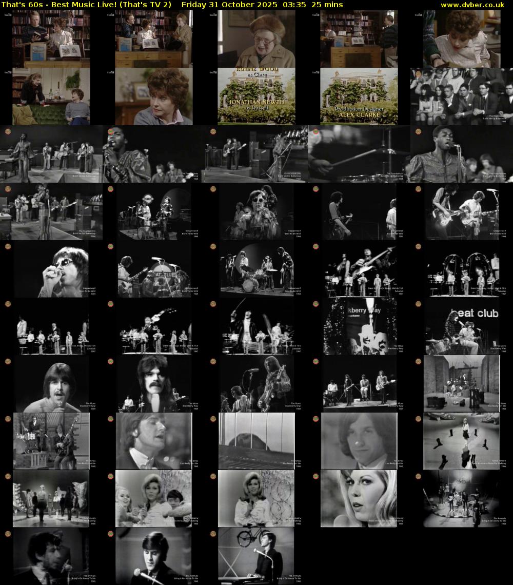 That's 60s - Best Music Live! (That's TV 2) Friday 31 October 2025 03:35 - 04:00