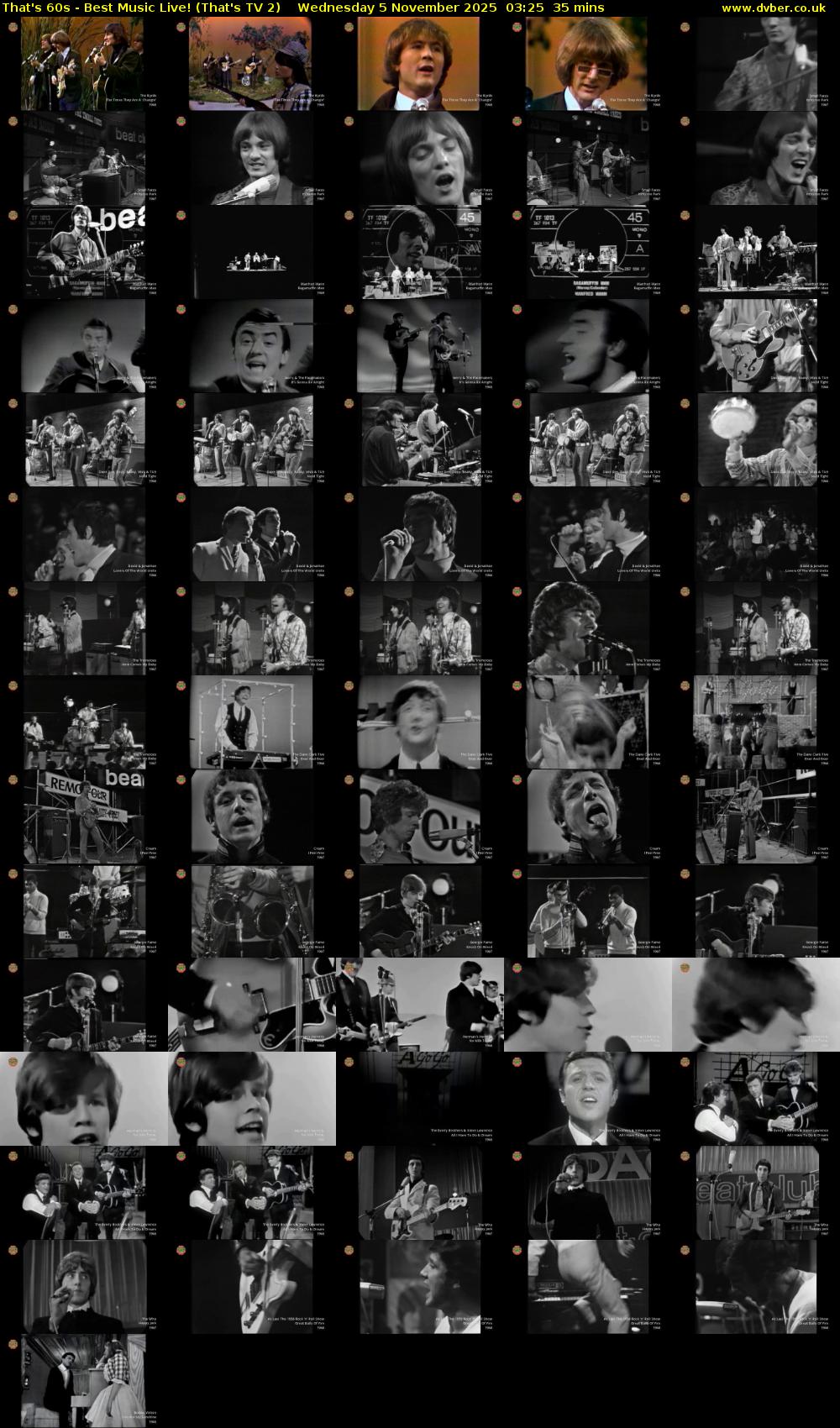 That's 60s - Best Music Live! (That's TV 2) Wednesday 5 November 2025 03:25 - 04:00