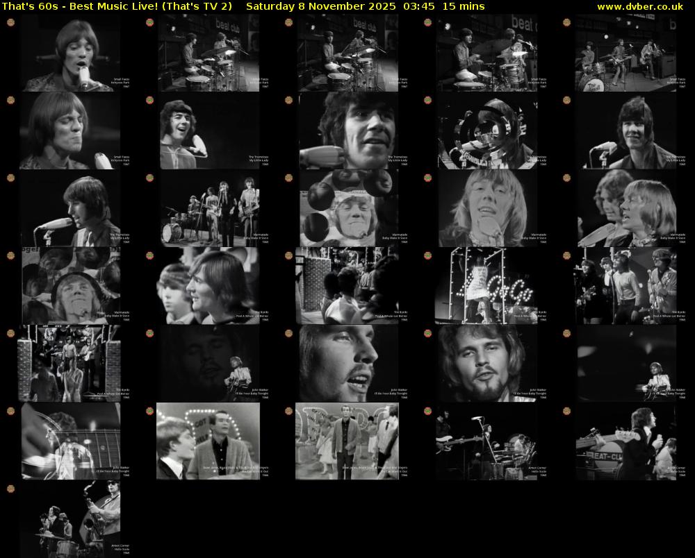 That's 60s - Best Music Live! (That's TV 2) Saturday 8 November 2025 03:45 - 04:00