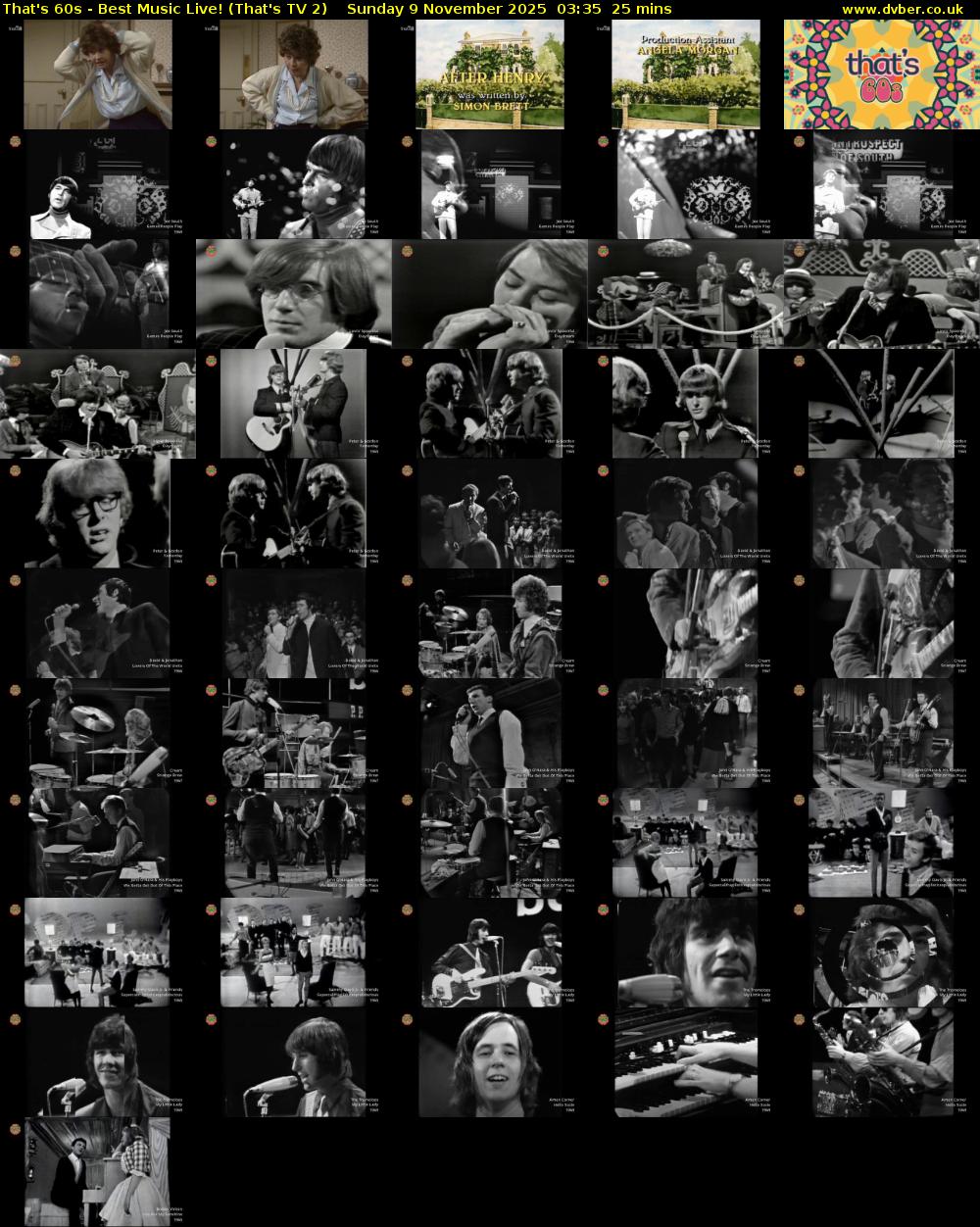 That's 60s - Best Music Live! (That's TV 2) Sunday 9 November 2025 03:35 - 04:00