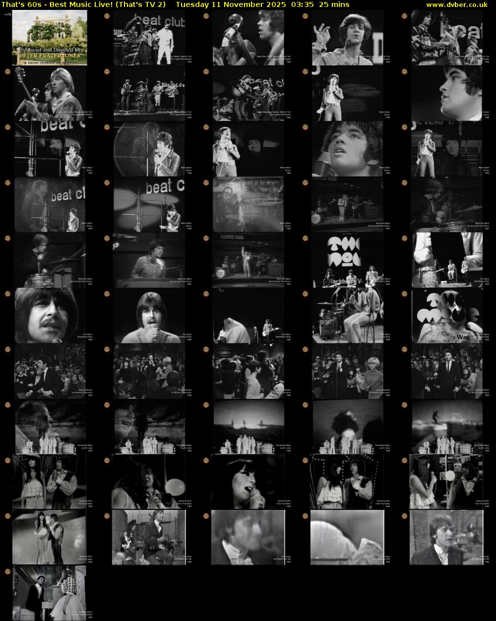 That's 60s - Best Music Live! (That's TV 2) Tuesday 11 November 2025 03:35 - 04:00