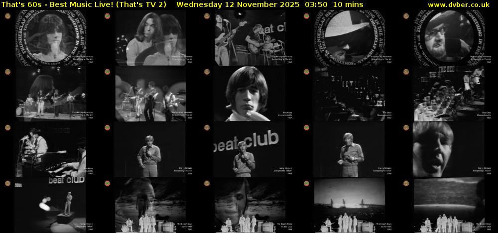 That's 60s - Best Music Live! (That's TV 2) Wednesday 12 November 2025 03:50 - 04:00
