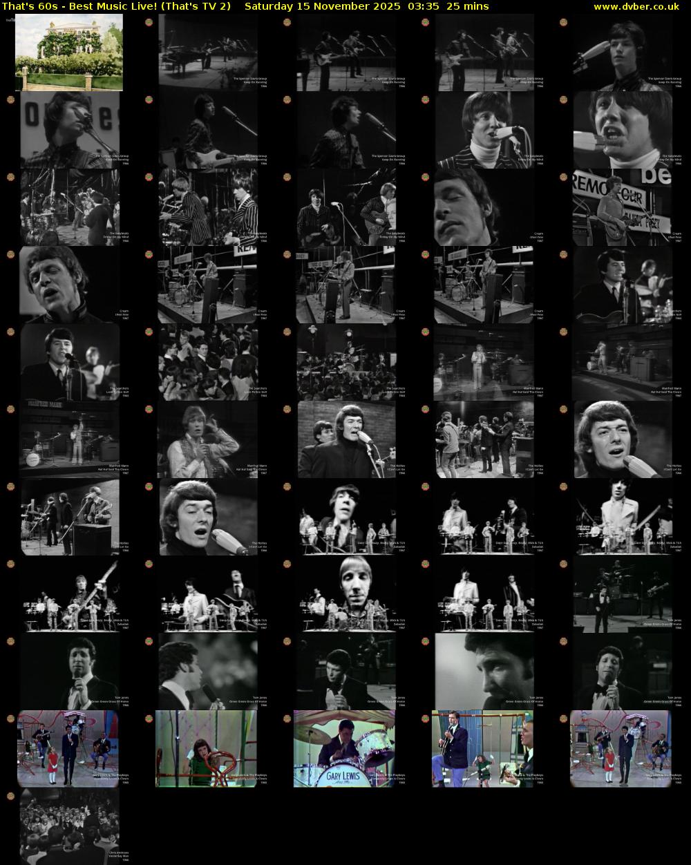That's 60s - Best Music Live! (That's TV 2) Saturday 15 November 2025 03:35 - 04:00