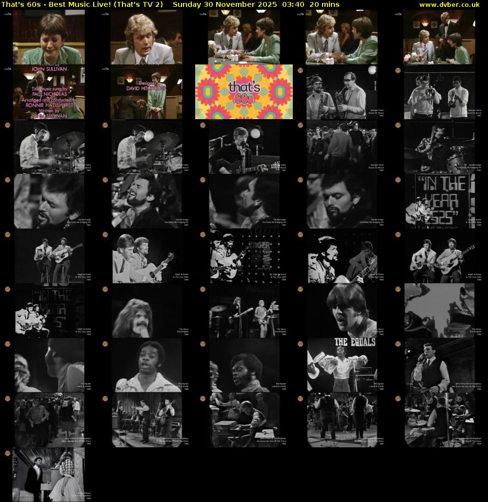 That's 60s - Best Music Live! (That's TV 2) Sunday 30 November 2025 03:40 - 04:00
