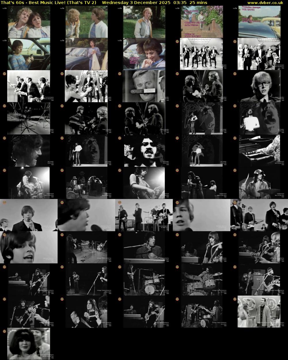 That's 60s - Best Music Live! (That's TV 2) Wednesday 3 December 2025 03:35 - 04:00